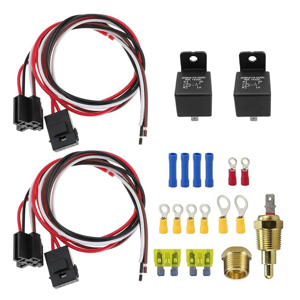 Dual Electric Fan Relay Kit 40 AMP Automotive Relay Thermostat Kit for Temperature Sensor 185 175 Off
