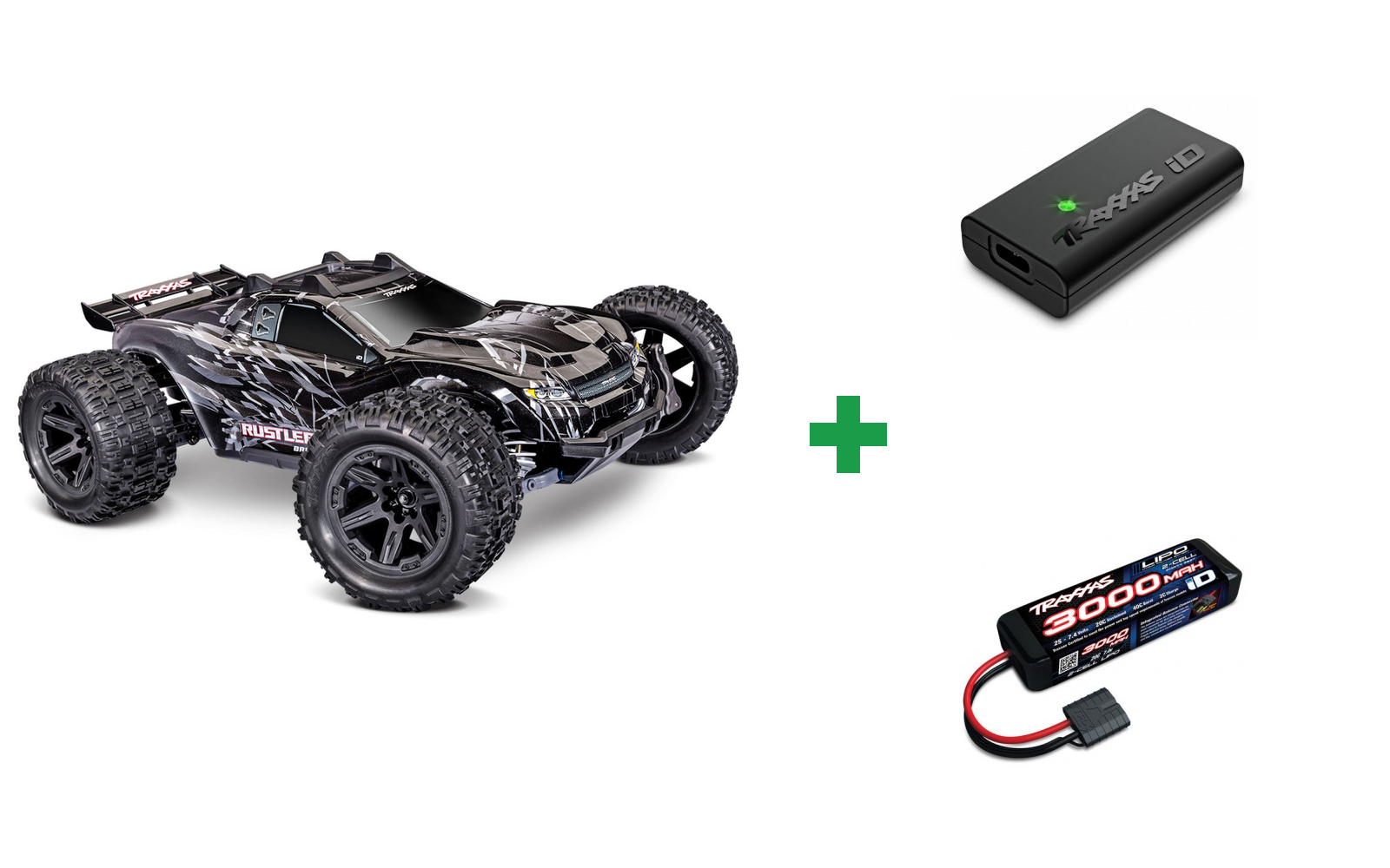 Rustler 4x4 1/10 HD VX3 BL 3S RTR - Sort / Kompletpakke – alt inkluderet og klar til brug