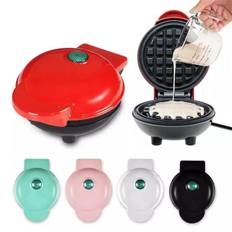 Mini Vaffeljern, EU 4 Tommer Vaffeljern med Kompakt Design, Let at Rengøre, Non-Stick Overflade, Perfekt til Morgenmad, Dessert, Sandwich Sort（PA）