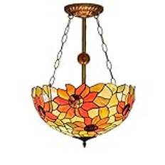 Målat glas Tiffany Lampa Creative pendel Solros taklampa, 16"-stil taklampa Målat glas hängande ljus Matsal Bar Art Indoor Anti-Chandelier Lampor och lykta Thriving