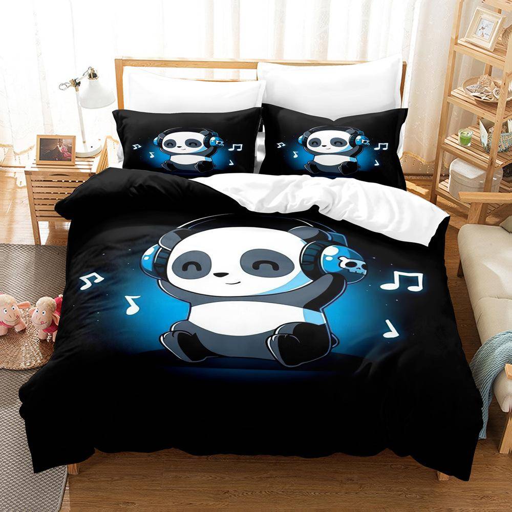 Cartoon Animal Duvet Cover Sets Queen King Size Cute Polyester Bedding Set 3D Lovely Fox Panda Bird Theme For Kids Boys Girls EU single(135x200cm)