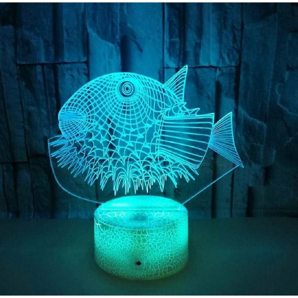 Puffer Fish Creative Fish 3D-lampa LED USB Mood Illusion Nattljus Skrivbordsbordslampa Barn Alla hjärtans dag