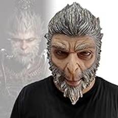 Monkey King-mask, svart myt Wukong latexmask, apa kung djurmask för Halloween, djur latexmask, halloween spelrekvisita, gorilla apa rollspel maske, rolig apa huvudbonad (retro)