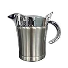 Gravy Boat With Lid, Stainless Steel Gravy Sauce Jug, Double Layer Juice Pot, Portable Kitchen Tool For Sauces, Hinged Lid Gravy Boat, Condiment Sauce Boat, Gravy Sauce Jug With Lid