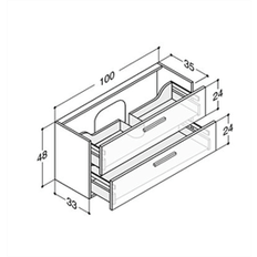 Dansani Luna vaskeskab med 2 skuffer 100 cm i hvid højglans model N91329