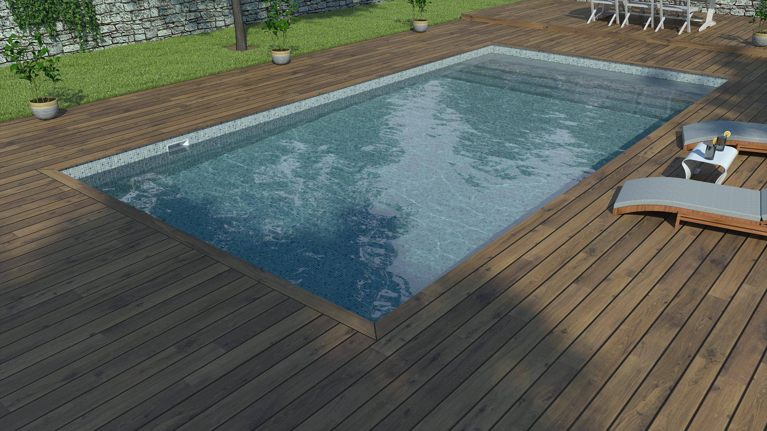 CF Block PREMIUM Poolpaket rostfria detaljer & gaveltrappa, 7 x 3.5 m / Persia Grå (7 x 3.5 m).
