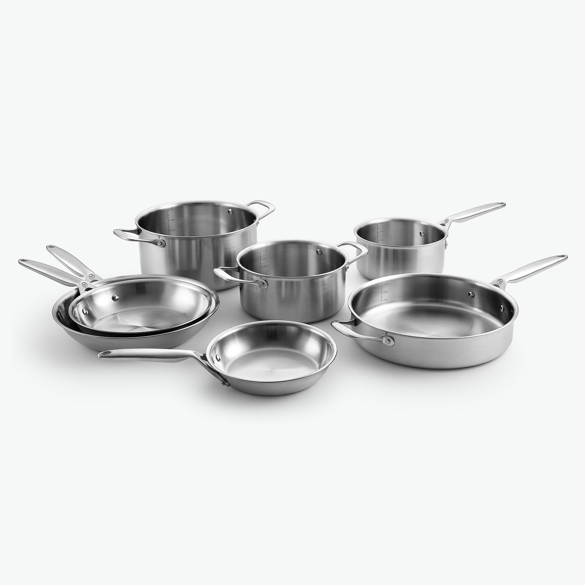 Viretta 3-Ply pande & gryde sæt - Rustfrit stål Chef Sæt - 7 dele / Uden