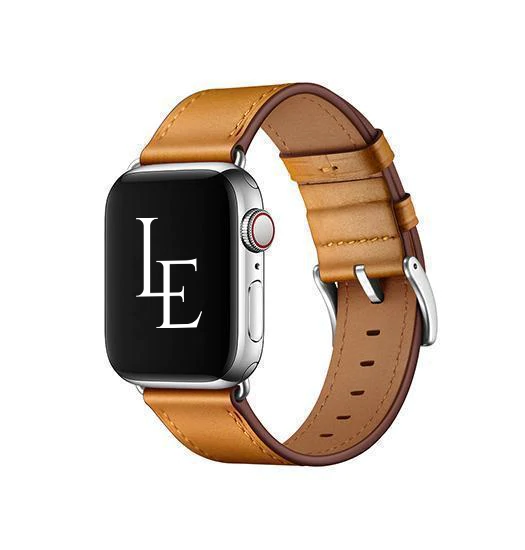 Apple Watch (42/44/SE/45/46/49mm) -  L'Empiri™ Verona Ægte Læder Rem - Hellbraun