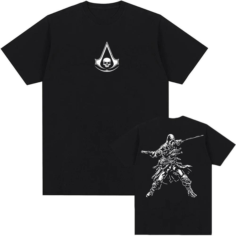 Assassin's Creed Black Flag Resynced Map T-shirt Unisex Streetwear Casual Rundhalsad Sommar T-shirts Grafisk Herr Dam Tee cm