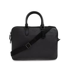 Coach - laptopväska med präglad logotyp - herr - kalvskinn - one size - Svart