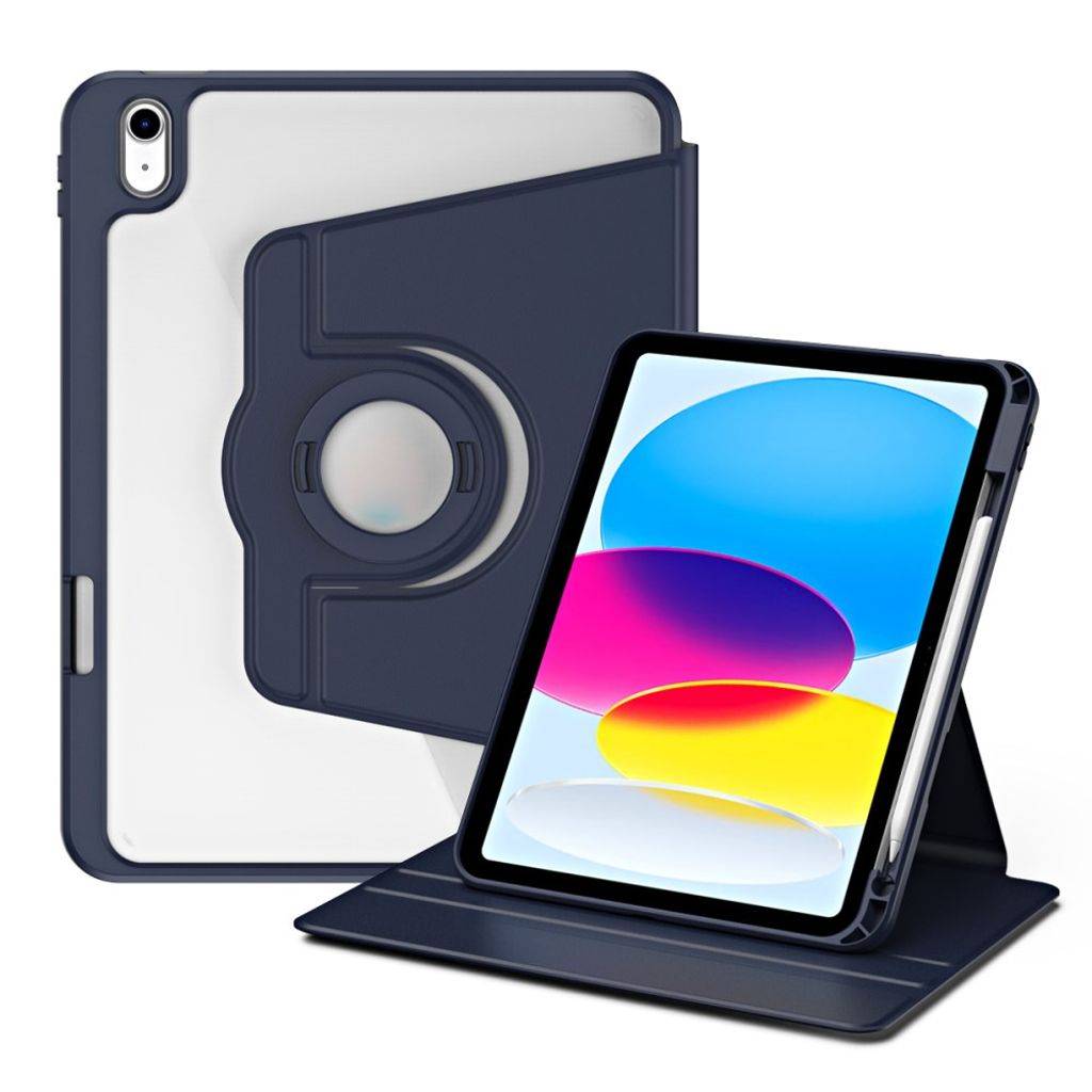 iPad 10.9" 2022 / iPad 11" 2025 etui med roterbar stativ - Mørkeblå