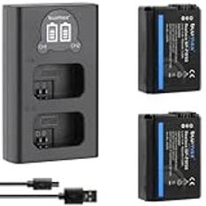 2 x blumax batteri ersättning för Sony NP-FW50 [950 mAh ] mini LCD Dual Charger för Alpha 7 7II 7R 7S II 6300 6500/NEX-7 NEX-F3/DSC RX10 IV // ZV-E10