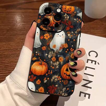 Halloween 1 st precisionshål rak kant målad tjock stötsäkert mobilskal skyddande cover kompatibelt med 17pro/17Air/17/17promax/16/11/16pro/16plus/16pr - Multifärgad (Multi-size)