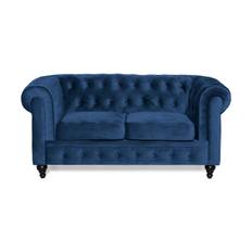 Chesterfield Lyx Sofa 2-personers - Blå Velour Velour sofaer