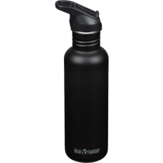 Klean Kanteen Classic 800 ml (W/ Flip Seal Sport Cap and Straw) Black, 27 oz/800 ml