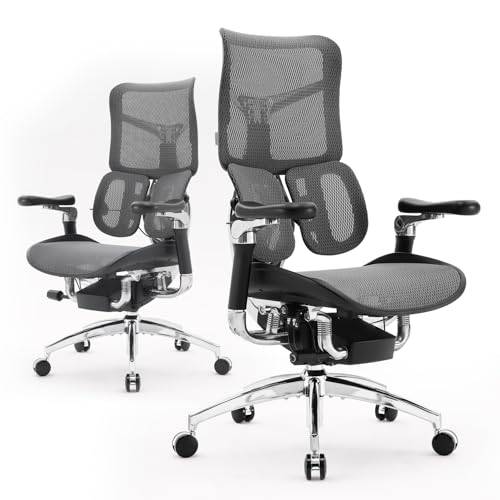 SIHOO Doro S300 ergonomisk kontorsstol, datorstol, dubbelt dynamiskt ländryggsstöd, 6D koordinerade armstöd, justerbart skrivbord dator spelrullstol (svart italienskt sammetsnät)