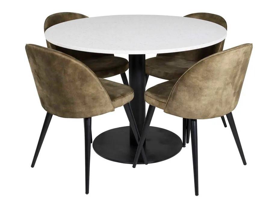 Venture Design Razzia & Velvet matgrupp Vit/grön 4 st stolar & bord 106 cm
