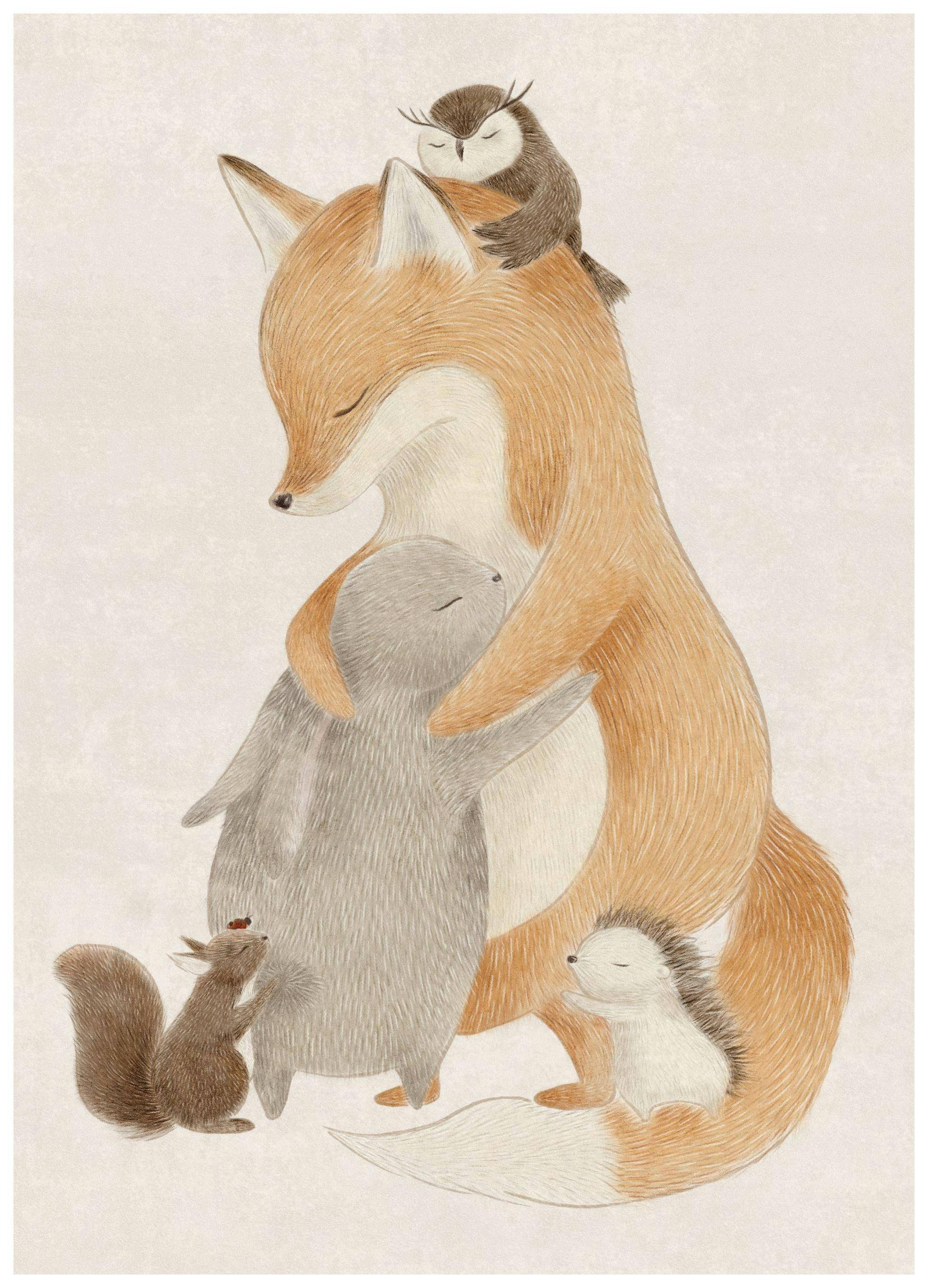 Furry Friends Hug Poster (50x70 cm)