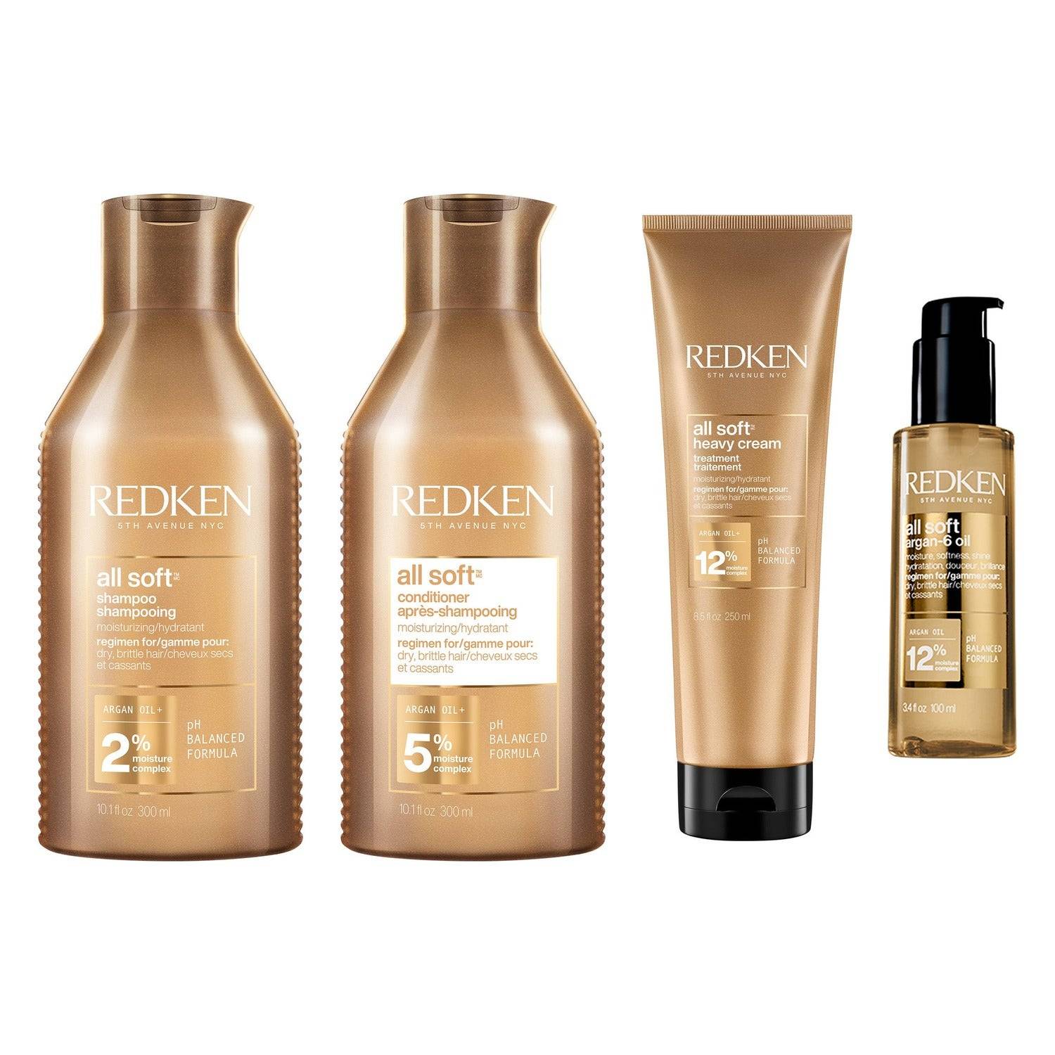 Redken Soft Hair Recovery Set Shampoo 300 Ml, Conditioner 300 Ml, Treatment 250 Ml, Oil 100 ml - 950 ml