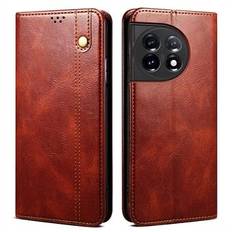 Fodral för Stand för OnePlus 11 5G, PU-läder Waxy Crazy Horse Texture Stand Smartphone Cover