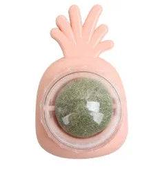 Catnip Wall Ball - Natural Edible Cat Mint Toy for Hairball Relief - Pineapple Pink