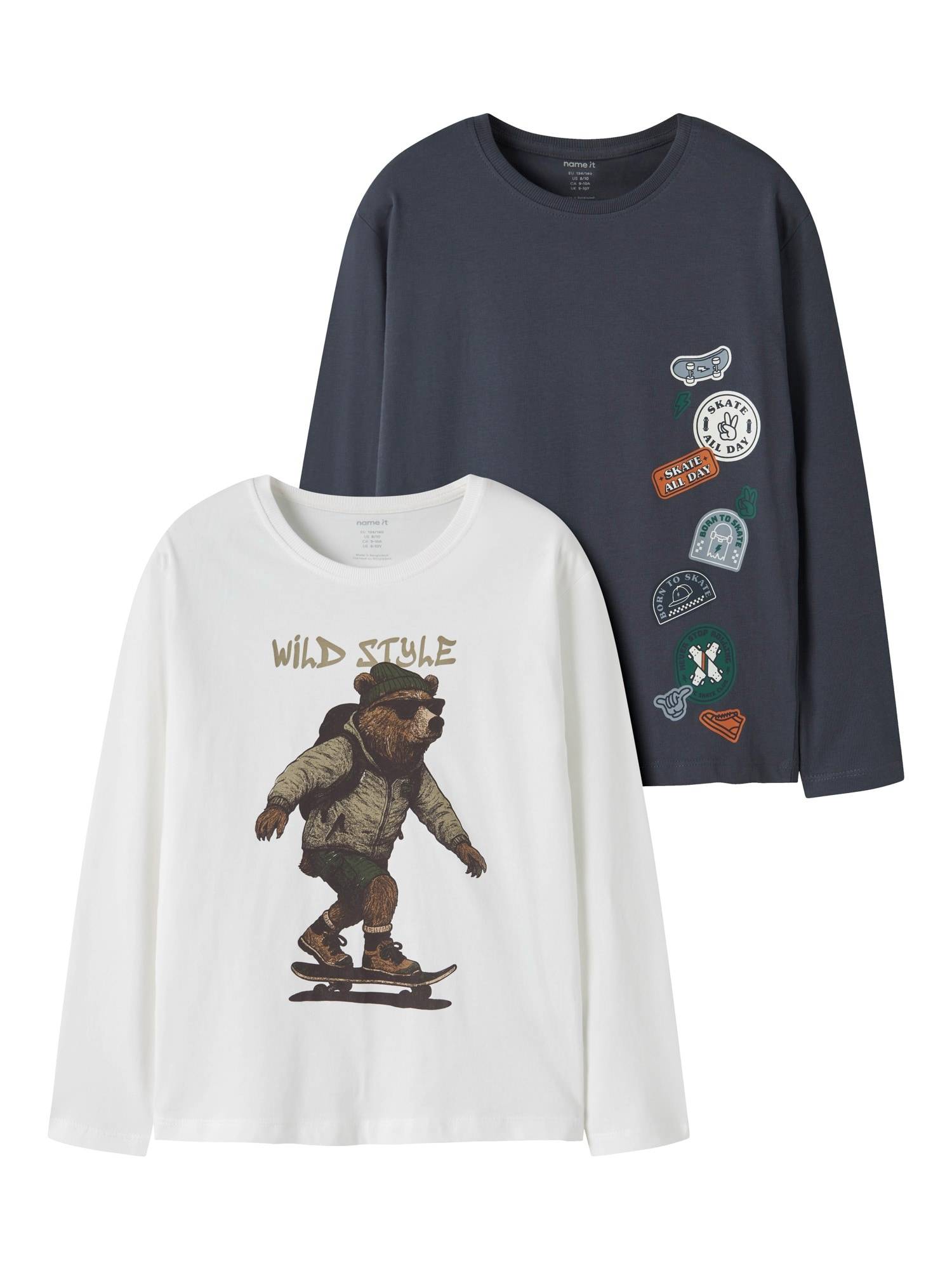 NAME IT T-shirt 'NKMVAGNO' marinblå / brun / orange / vit