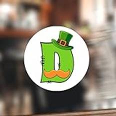 Swavecat initial bokstav D med Leprechaun hatt klistermärken för kuvert St Patrick's Day grönt alfabet vinyl rund klistermärke dekal för bakkort presentförpackning kuvert hantverk tillverkning 7,6 cm