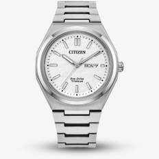 Citizen Zenshin Super Titanium Eco Drive Silver &amp; White Watch AW0130-85A