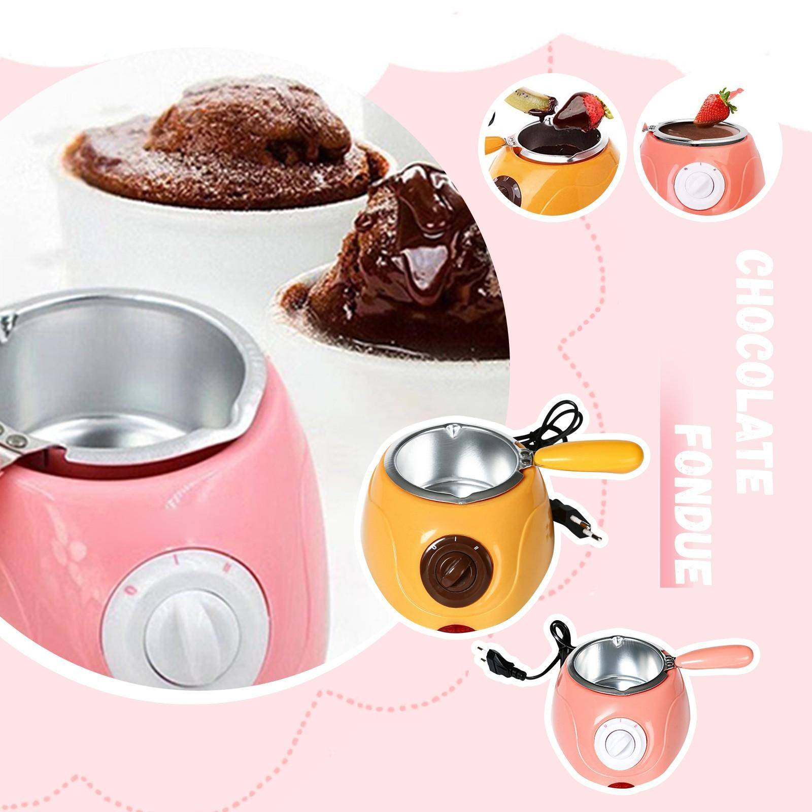 Smältande fondyset, Elektrisk chokladsmältare, Chokladfondue, Mjölkchoklad, Ost, Smör, Godisvärmare beige