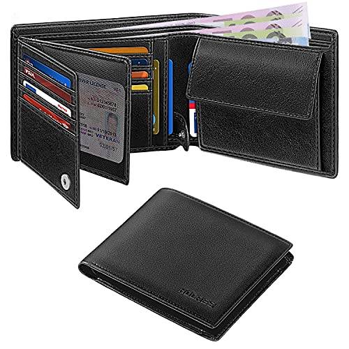 HOCRES Geldbörsen für Männer Muti-Functional RFID Blocking Leather Slim Wallet mit 15 Kreditkarteninhabern, 2 Banknotenfächern und 2 ID-Fenster Minimalist Wallets Männer mit Geschenkbox