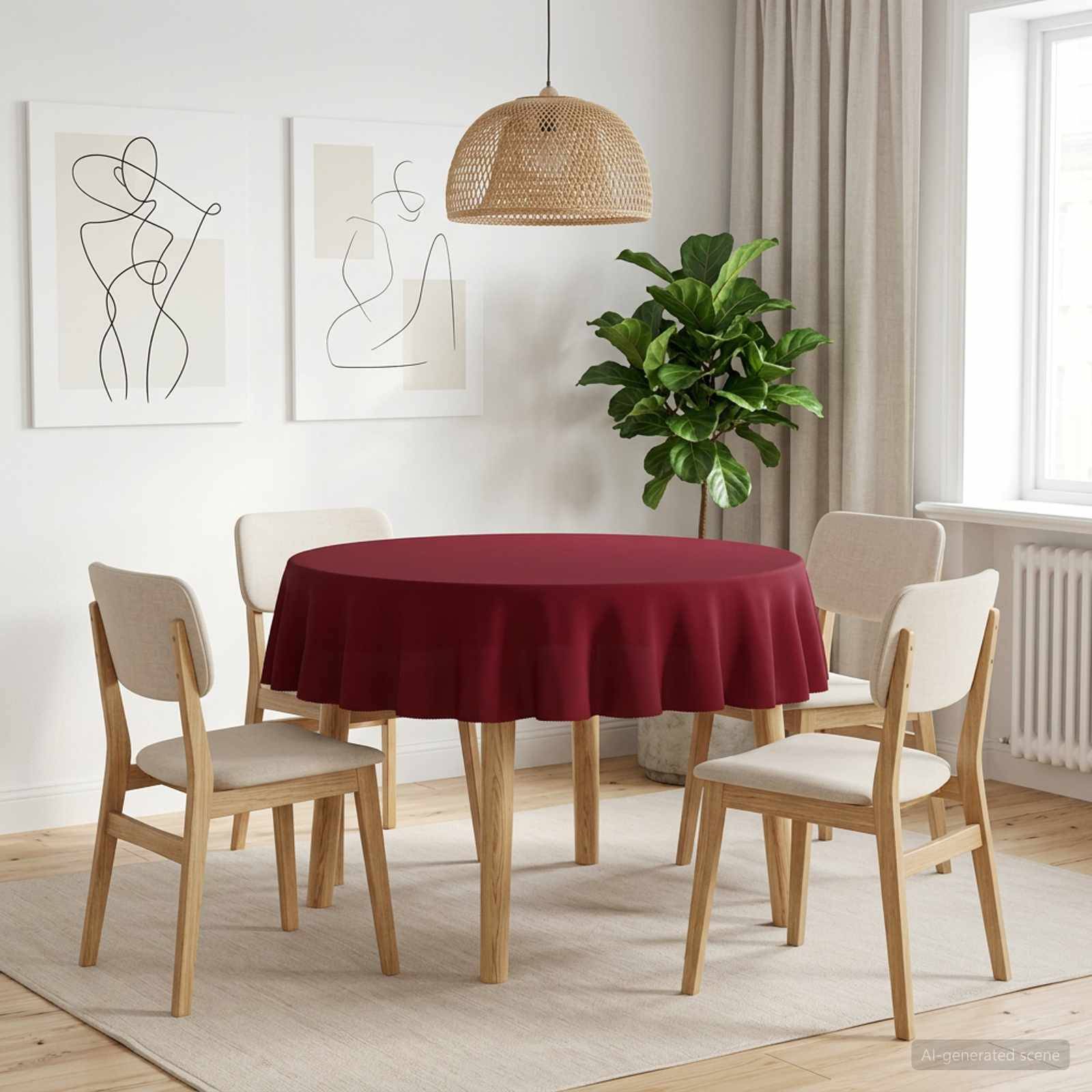 vidaXL Bordduk 5 st Rund Vinröd Ø 160 cm