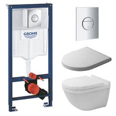 Toiletpakke m/ Duravit starck 3 toilet, toiletsæde, Grohe cisterne og betjeningsplade