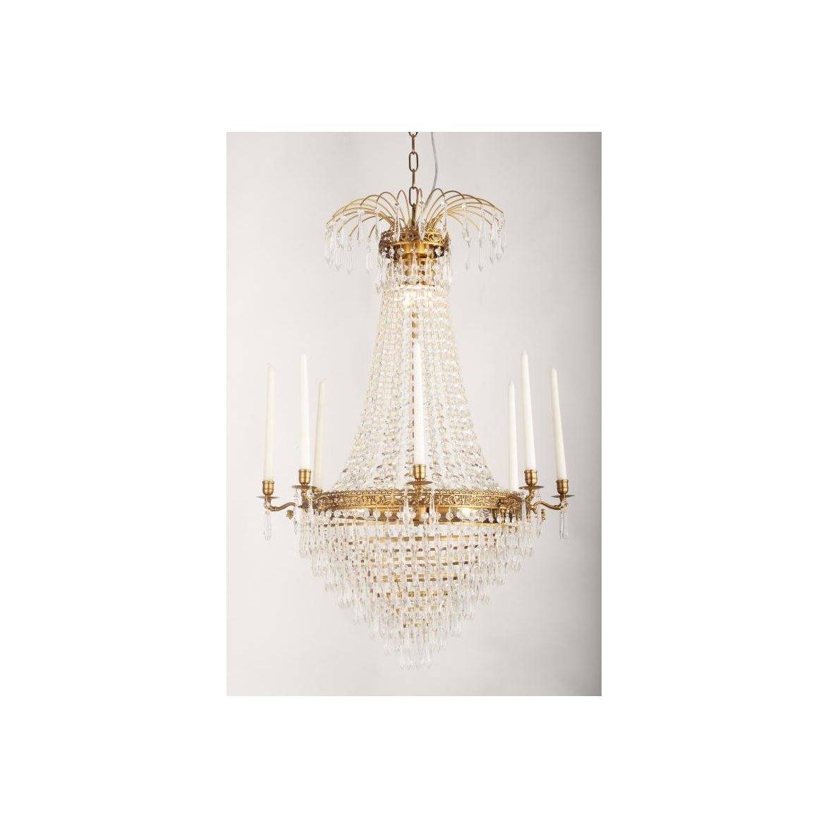 Norrsken Design Kristallkrona Empire Classic Ny 8-Arm Stor Borstad Mässing 66cm