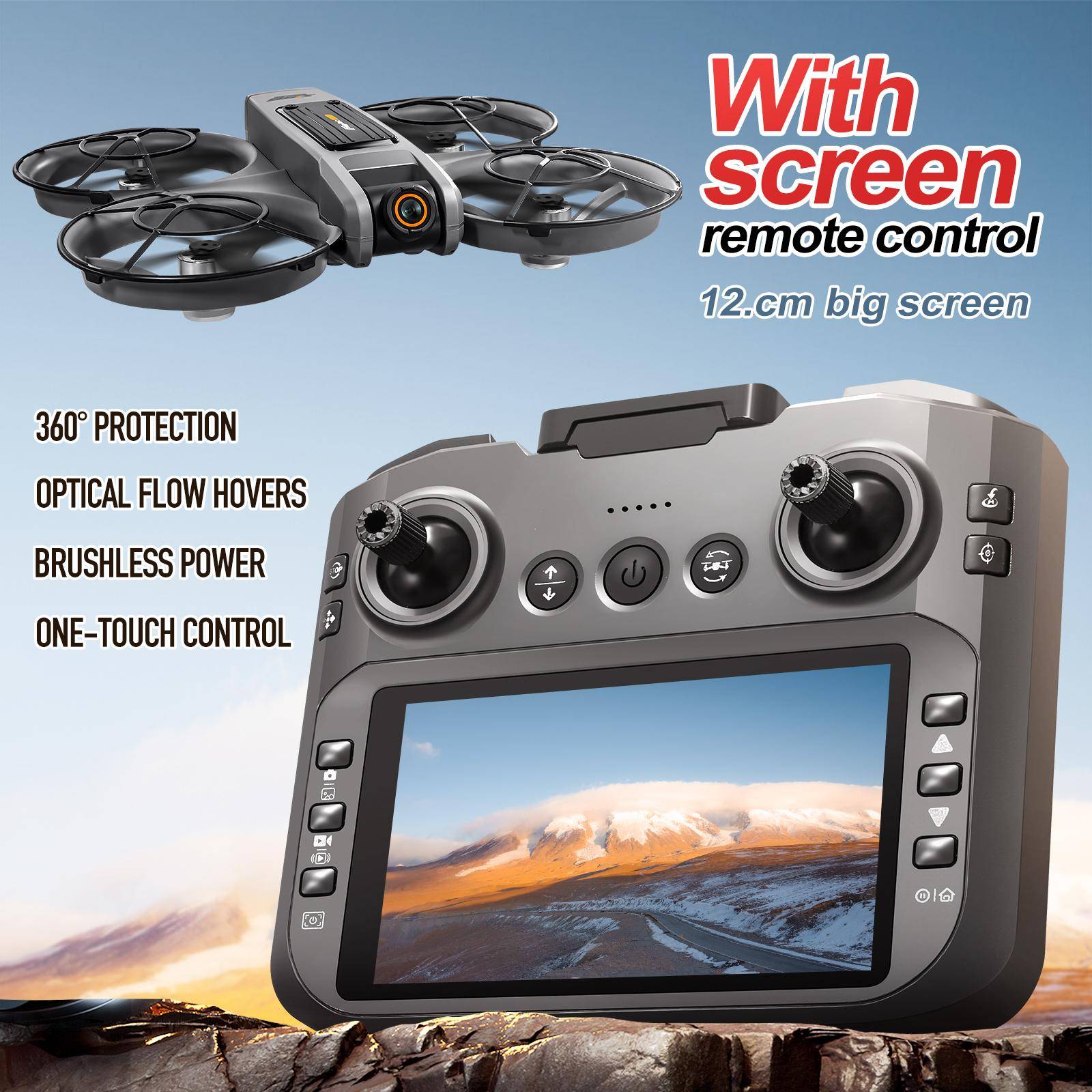 S156 Skärm Mini Drönare med 90° Elektriskt Justerbar 8K HD-kamera WiFi Ljusflöde Drönare Ficka Hinderundvikande Rc Quadcopter