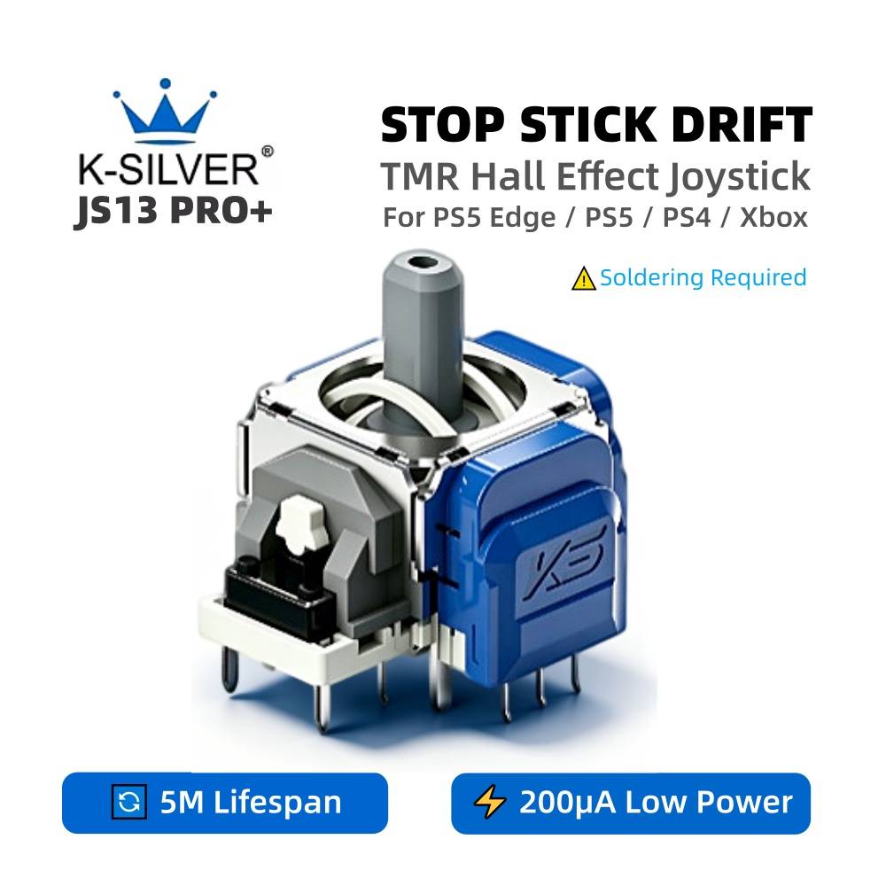 K-SILVER JS13 PRO+ TMR Joystick Hall Effect for PS5 Edge DualSense PS4 Xbox Controller Drift Fix Repair Thumbstick Anti-Drift