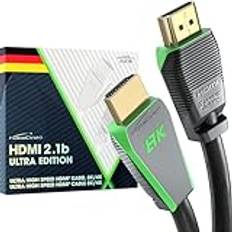 KabelDirekt – 8K HDMI 2.1-kabel, certifierad Gamer Edition – 1 m (8K@60Hz, Ultra High Speed/48G för 10K, 8K eller ultrasnabba 144 Hz vid 4K, optimal för PS5/Xbox och Gaming PC, Monitor/TV, grå)