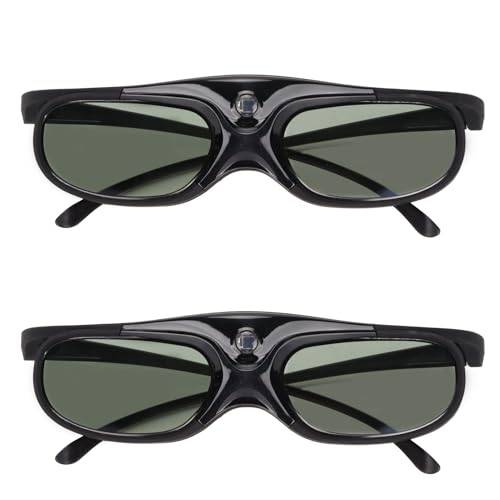 2Pcs 144Hz Active Shutter 3D Glasses for DLP Link Projectors | DLP Link Sync, 144Hz Refresh Rate, Adjustable Left Right Eye Views, Lightweight Portable