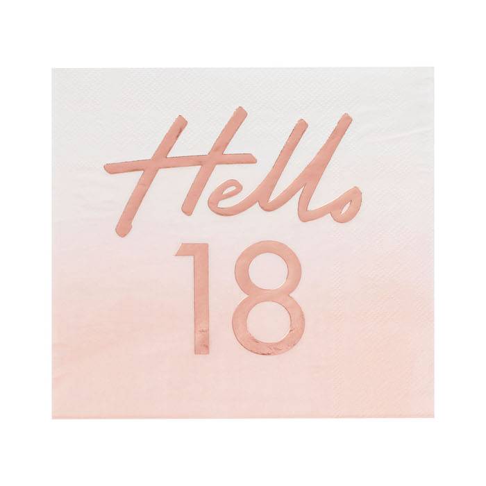 Hello "18" pink/rose gold servietter 16x - 16,5 cm.