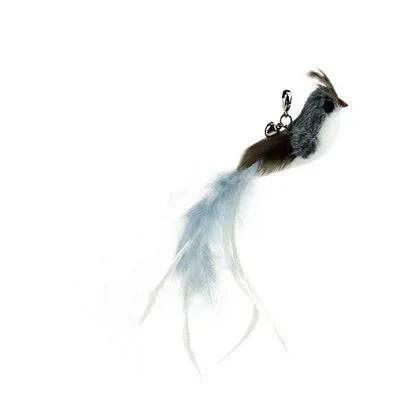 Feather Wand Cat Toy with Bell & Worm String - Interactive Teaser Set - THT-3-SF-22