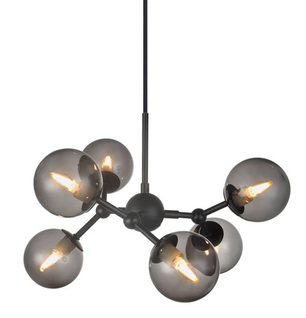 Atom chandelier pendel Ø45 - Smoke/Black