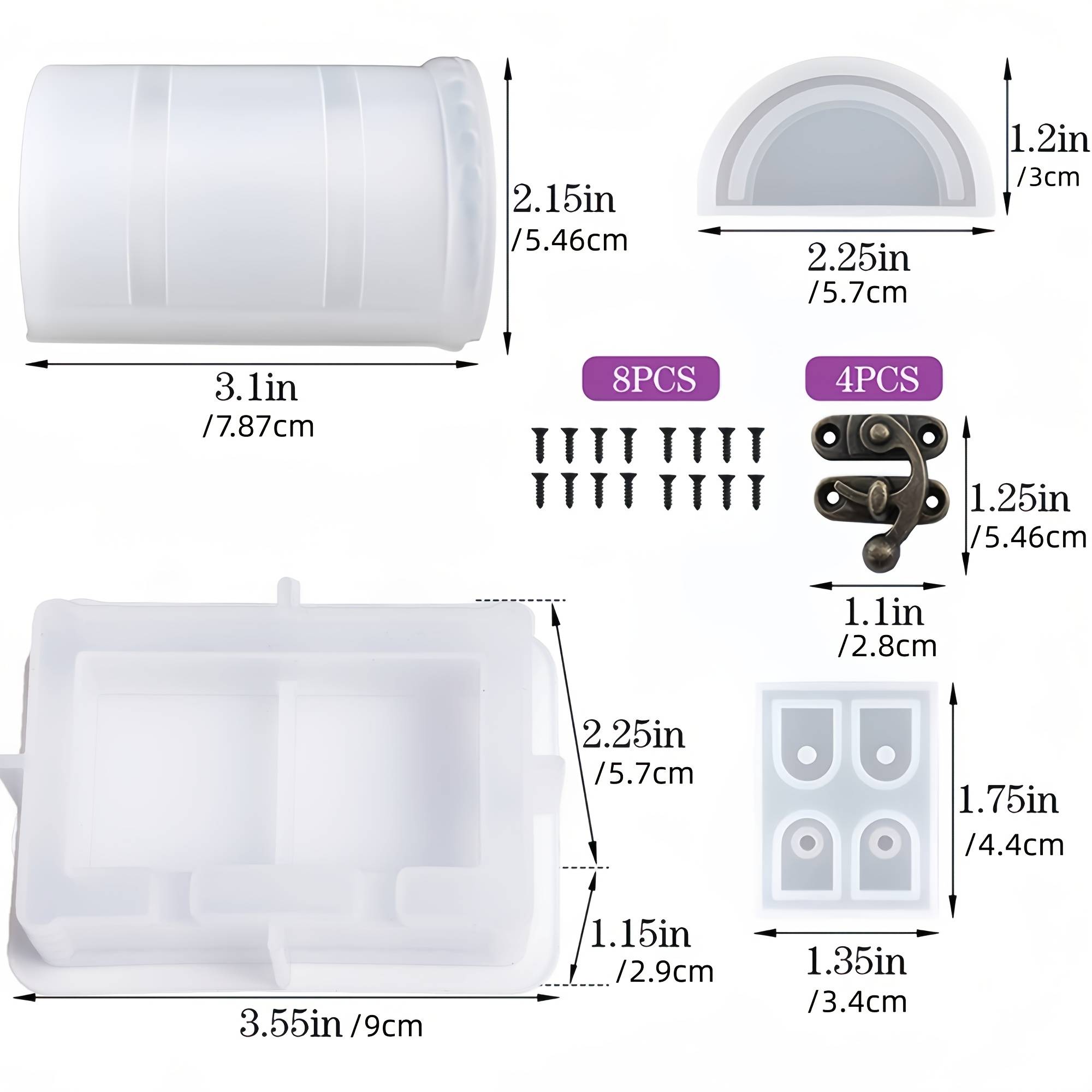 Resin Mold Set With Accessories, Silicone Mold For Storage Box With Padlock, Storage Keychain Epoxy Resin Casting Mold For Jewelry, Dice, Diy Resin Epoxy Casting Craft