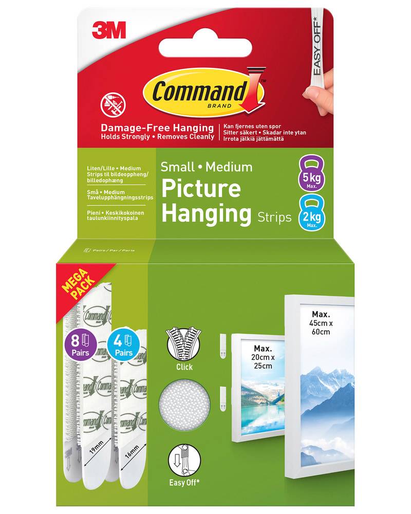 Command™ Strips Ophæng af billede - Hvid S og M