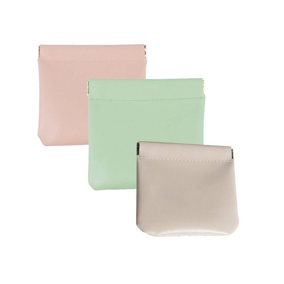 3PCS Small Makeup Bag for Purse, Waterproof Leather Purse Organizers for Inside Purse, Snap Closure Organizer Pouch