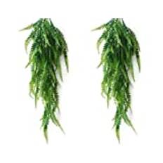 JaneYi 2 Piece Artificial Boston Fern Plastic Plant Vine Foliage Fake Weeping Willow Ivy Artificial Hanging Ferns Plant Greenery Leaf for Indoor Outside Home Office Cafe Wall Garden Trellis Decor