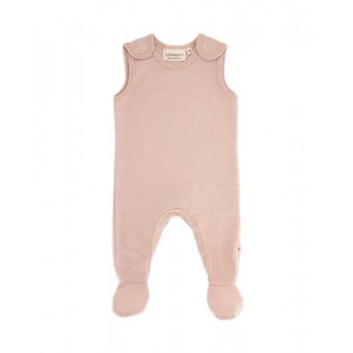 Retro Sparkedragt Med Fod Og Trykknapper På Indersiden Af Benene Til Baby, I 100% Økologisk Merino Uld Rose Melange 68