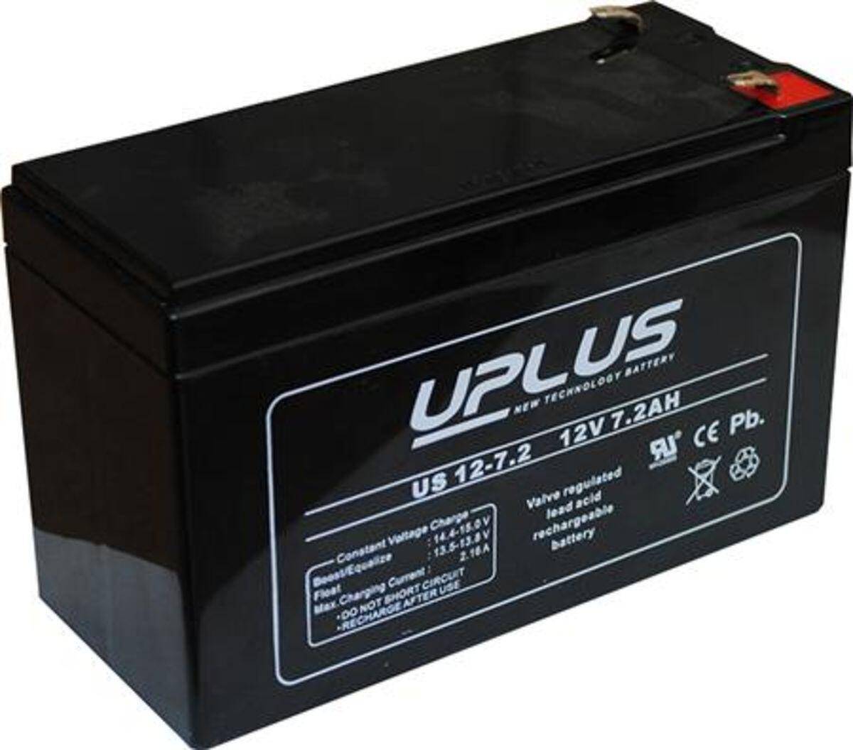 Uplus 12 volt 7,2 Ah. batteri (AGM)