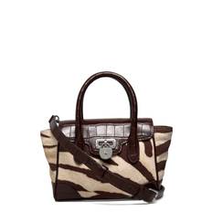 LAUREN RALPH LAUREN Zebra-Print Canvas Small Tanner Satchel |Brun |One Size