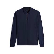 Tommy Hilfiger Tommy Hilfiger Blue Interlock Zip Long Sleeve Polo Shirt - medium