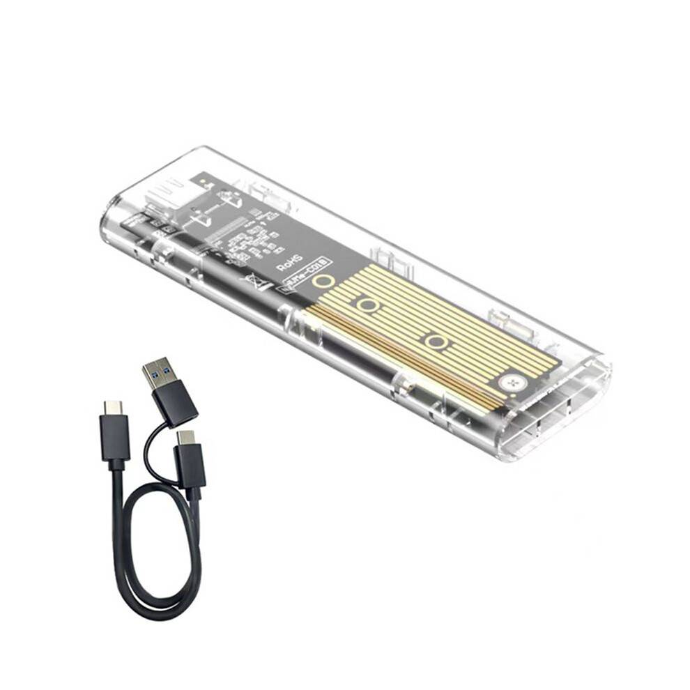 Laptop SSD Mobile Hard Drive Box Transparent M.2 SSD Box NVME PCIe M2 Hard Disk Case 10Gbps Clear SSD Case