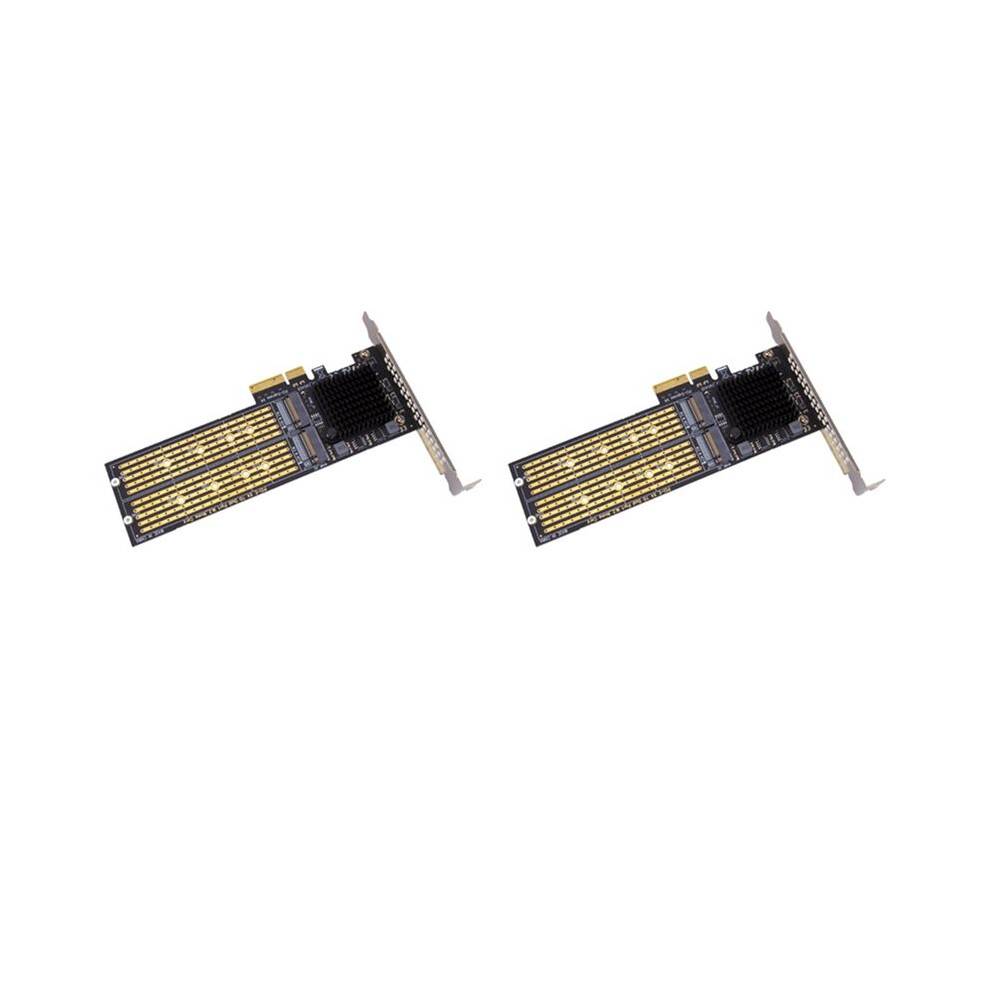 2X SSU PCI-E X4 Till Dual NVMe PCIe Adapter, M.2 NVMe SSD Till PCI-E X8/X16 Card Support M.2 (M Key) NVMe SSD 22110/2280/2260/2242